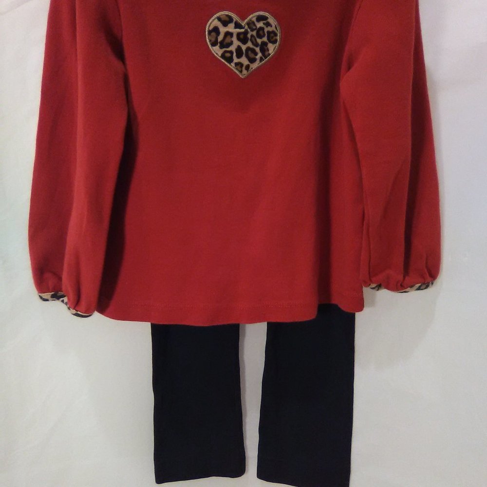 Gymboree Long Sleeve Top Color Red / Leopard Color Heart Size 3T - Picture 4 of 6